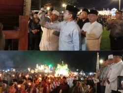 Meriah, Zulkifli Lepas Peserta Festival Takbir Akbar dan Pawai Obor Tropi Wagirin Arman di Klambir V