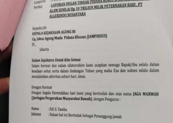 JAGA MARWAH Laporkan Peternakan Babi PT Allegrindo ke Kejagung RI