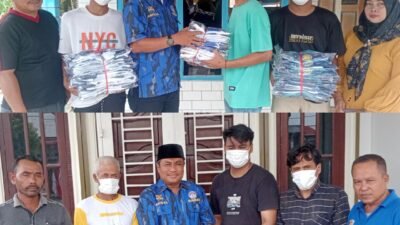 Peduli Olahraga, Ricky Anthony Bagikan Seragam Sepak Bola di Padang Tualang dan Secanggang