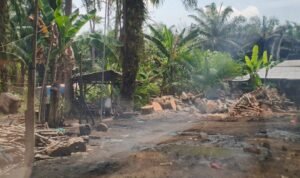 Lokasi dapur penyulingan kondensat ilegal milik AA di Desa Paya Bengkuang, Kecamatan Gebang, Langkat